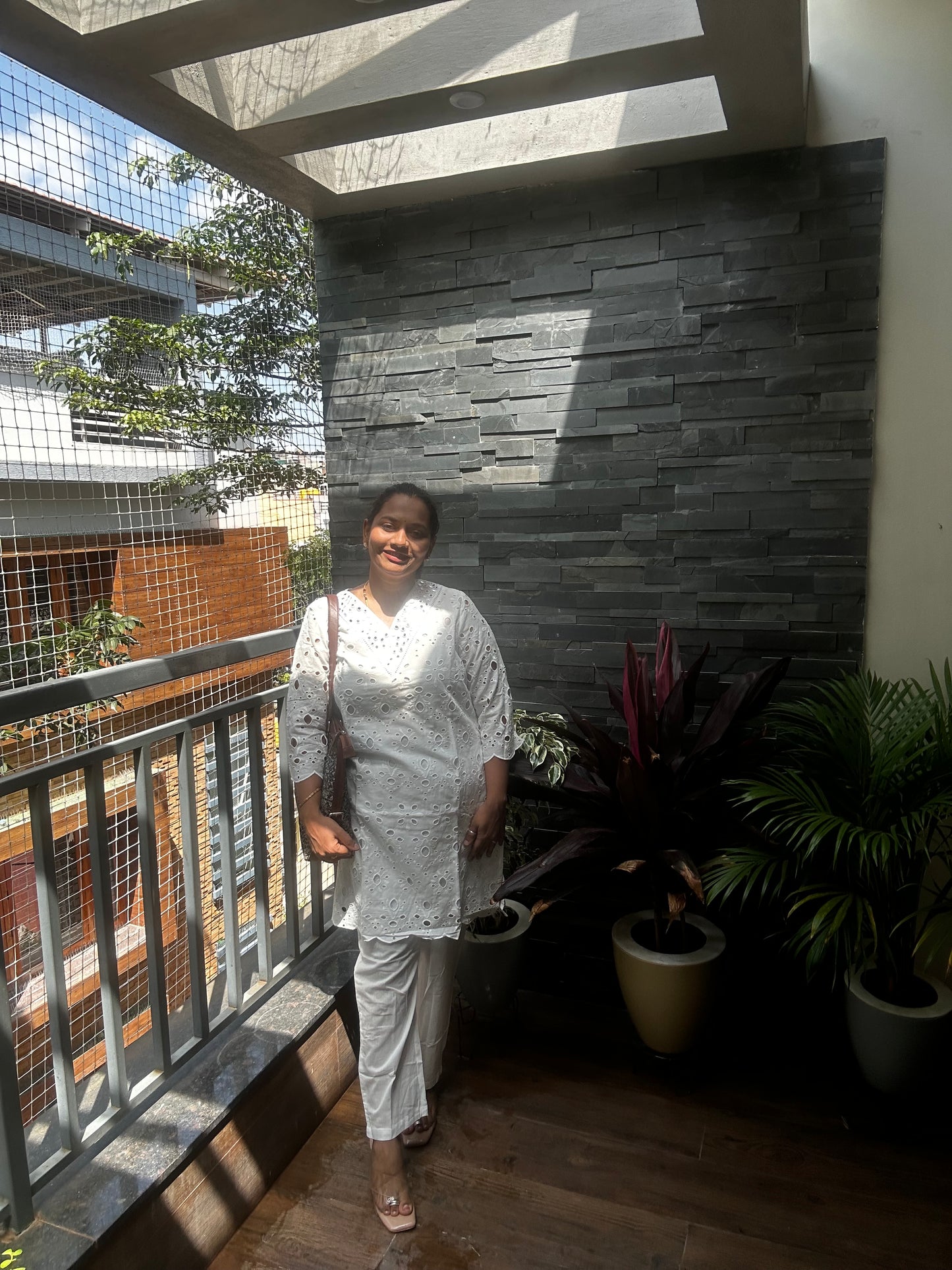 Saina Nehwal Inspired Chikankari Co-ord Set  – White
