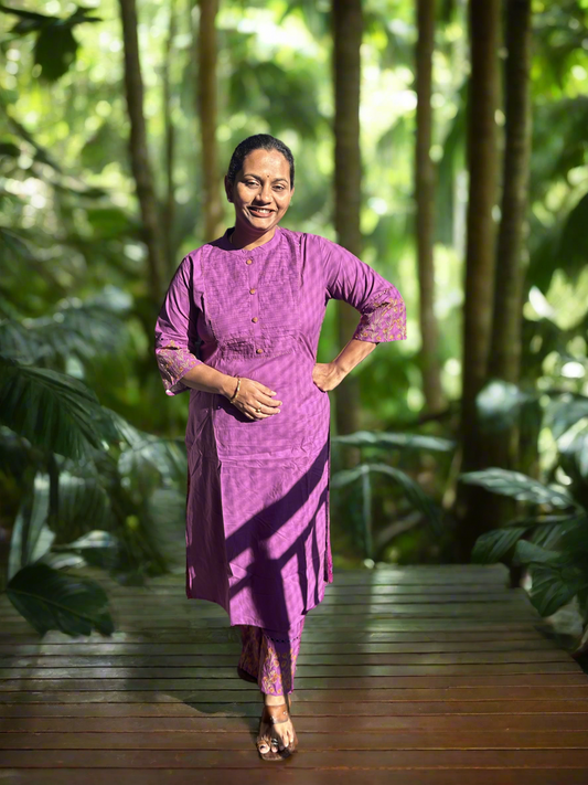 Purple Pure Cotton Co ord set