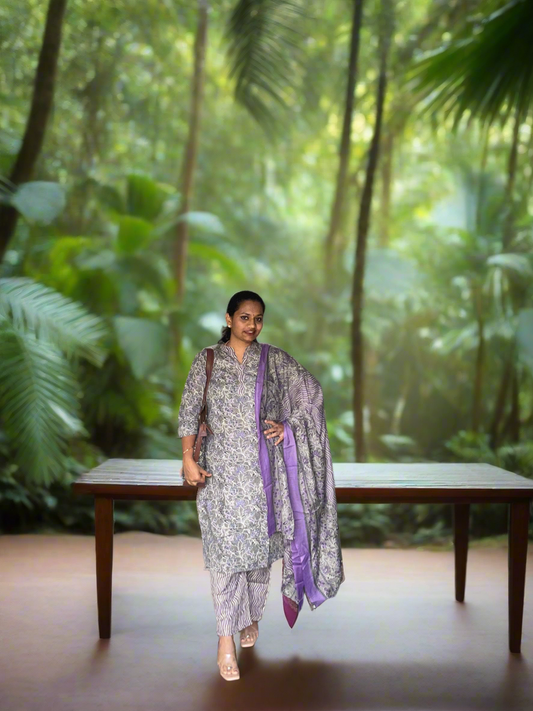 Lavender Floral Cotton 3 Piece set