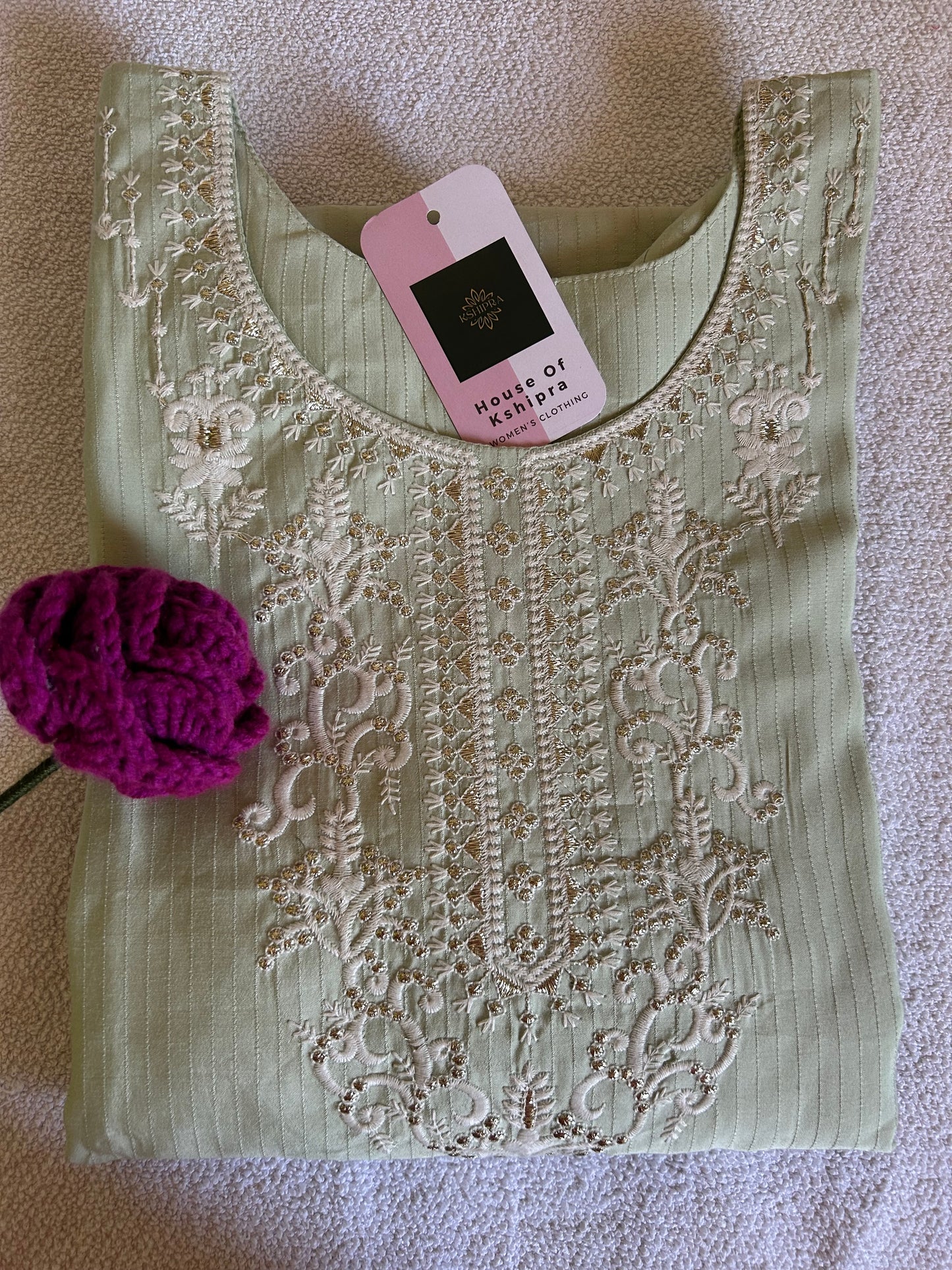 Pastel Sage green 3 piece kurta set