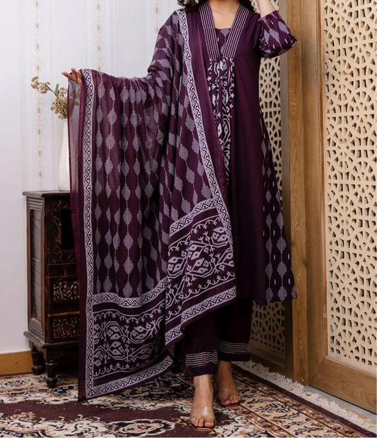 A Line Embroidery cotton 3 piece