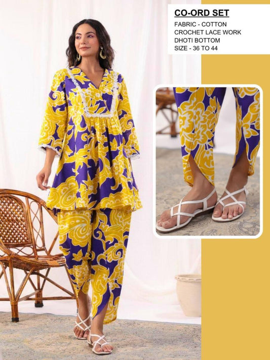 Yellow Dhoti Style Coord set