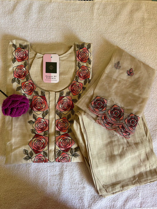 Beige 3 piece kurta set