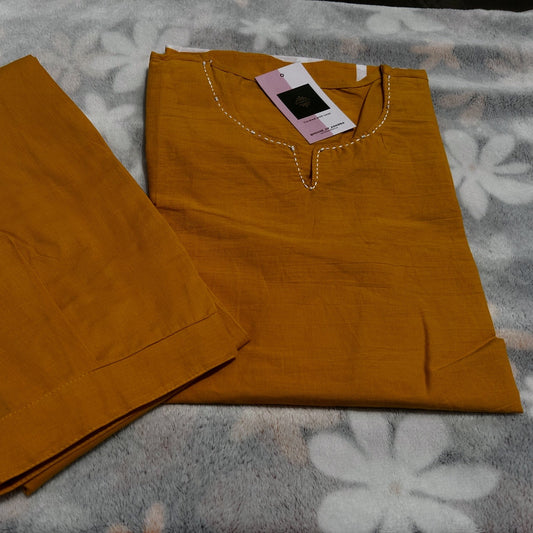 Yellow Handblock print Cotton Coord set