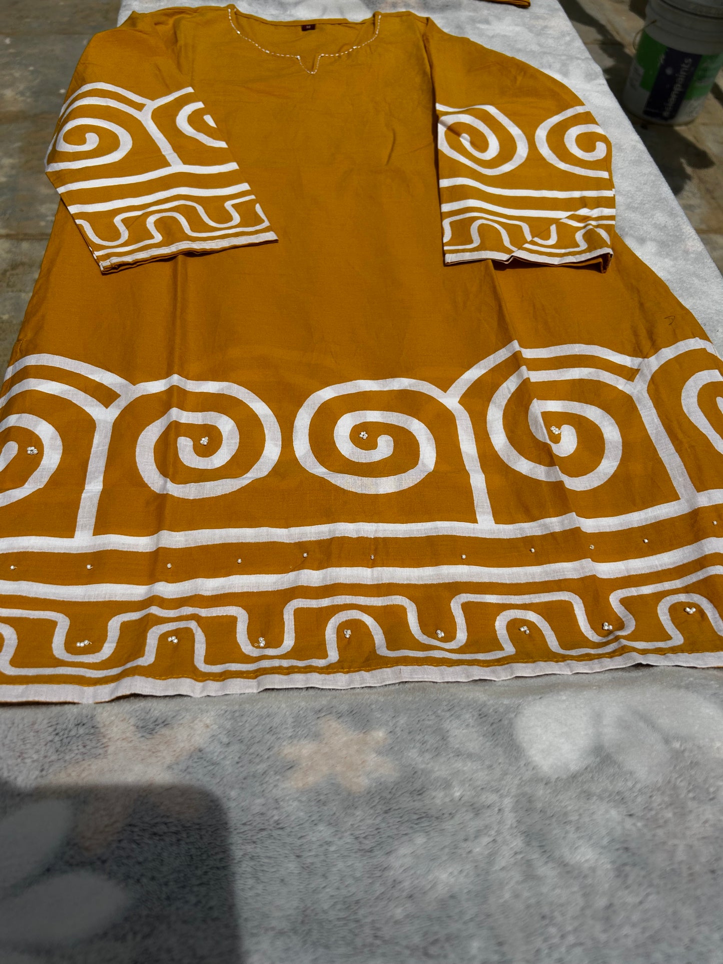 Yellow Handblock print Cotton Coord set