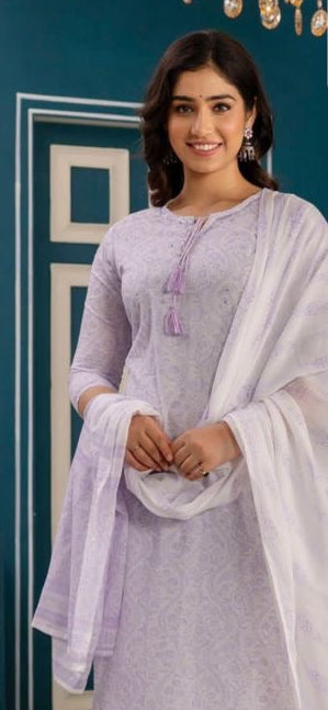 Lavender Cotton Kurta Set