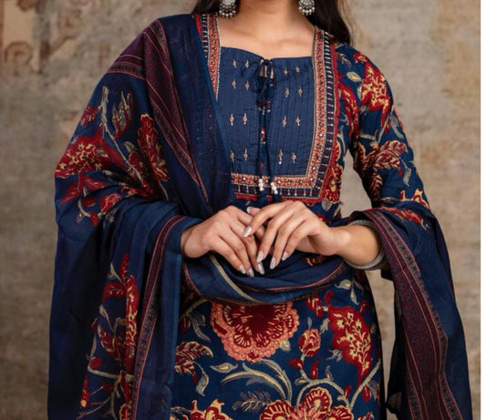 Navy Blue Handcrafted Kurta set
