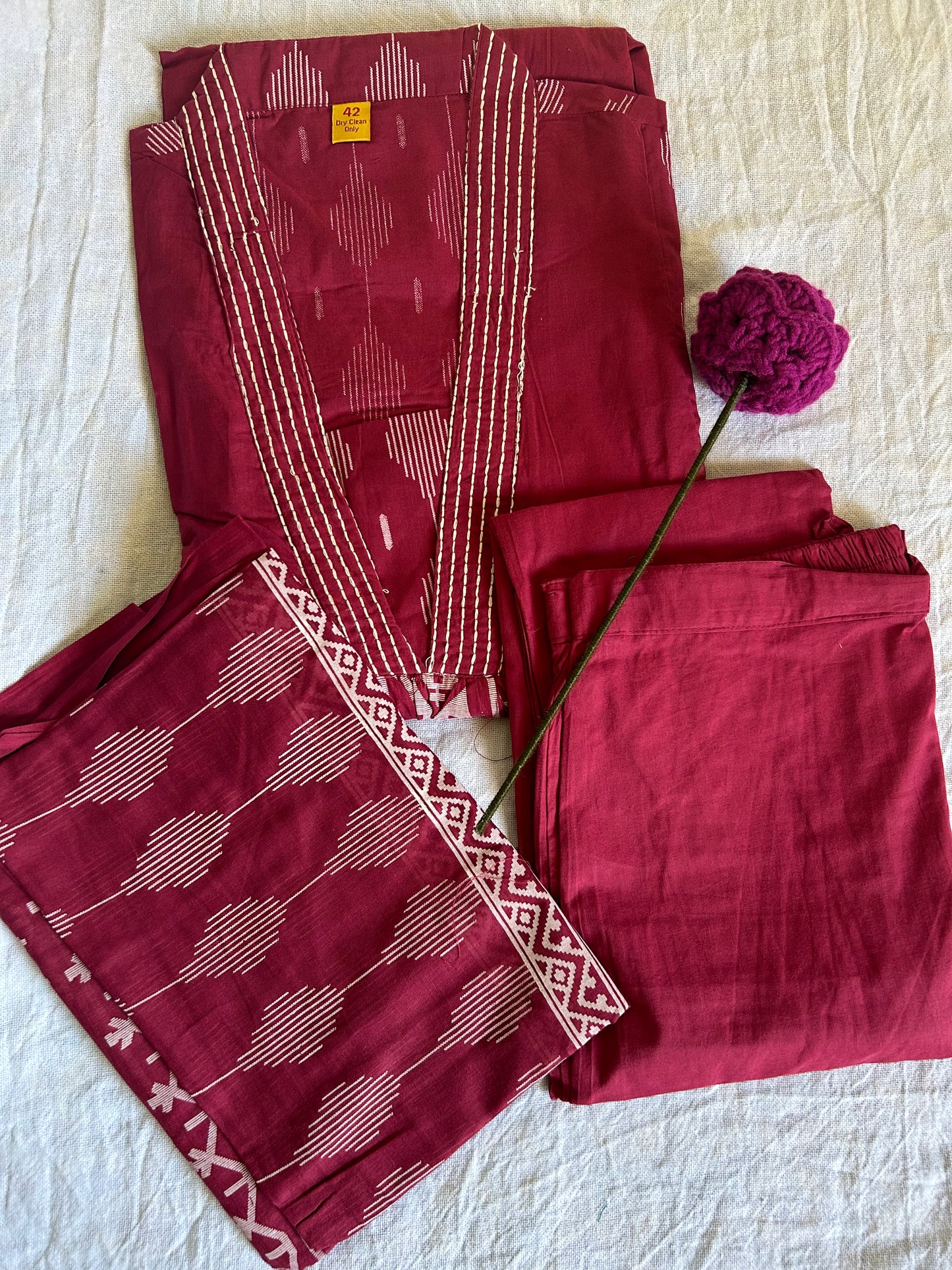 A Line Embroidery cotton 3 piece