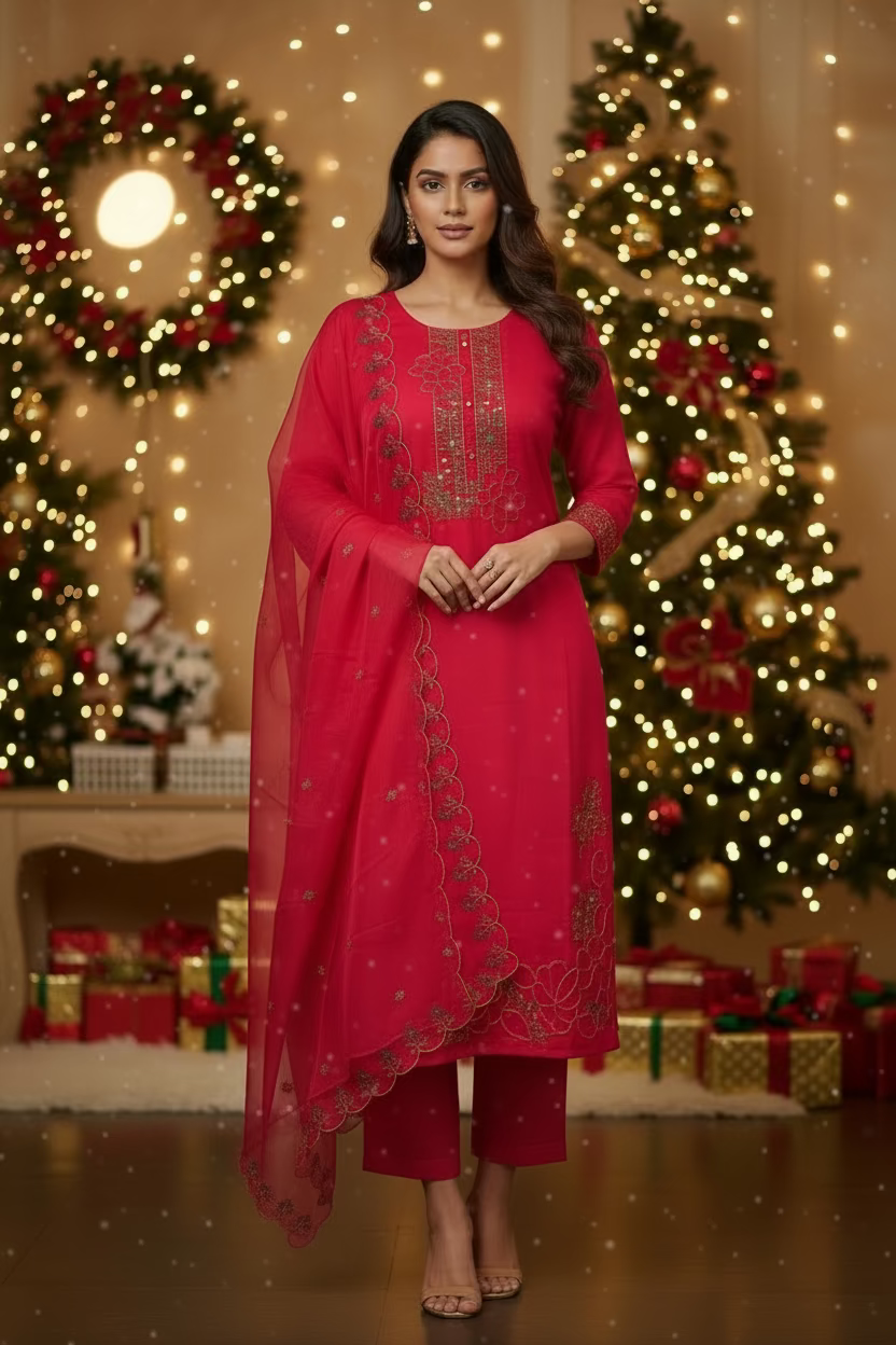Rani Pink 3 piece kurta set