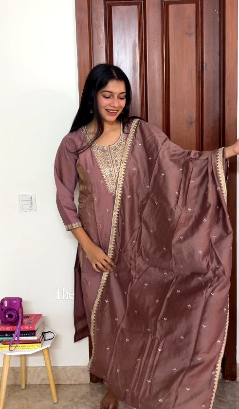 Brown shade 3 piece kurta set