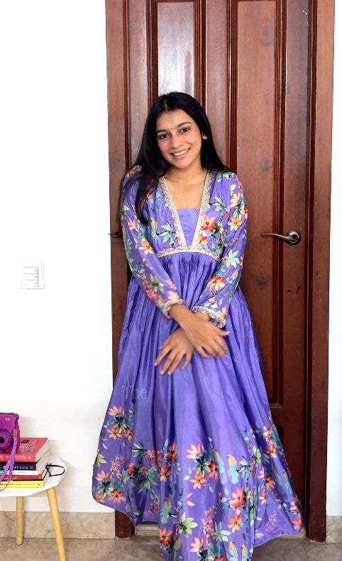 Purple Alia Cut Anarkali Set