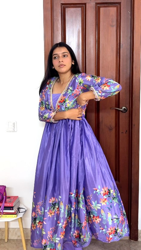 Purple Alia Cut Anarkali Set