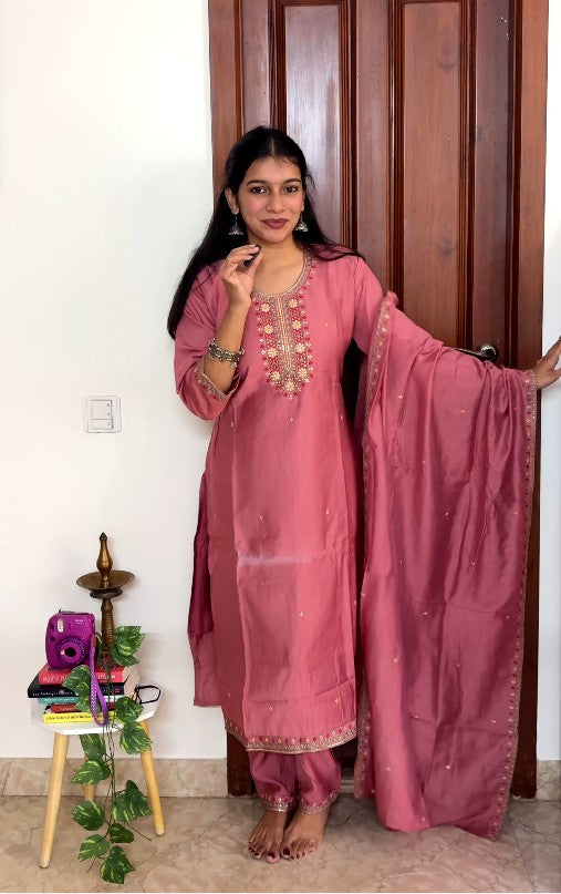 Rose Pink 3 piece kurta set