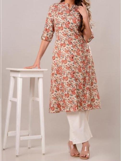 Beige and Orange Kurti