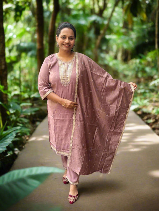 Brown shade 3 piece kurta set