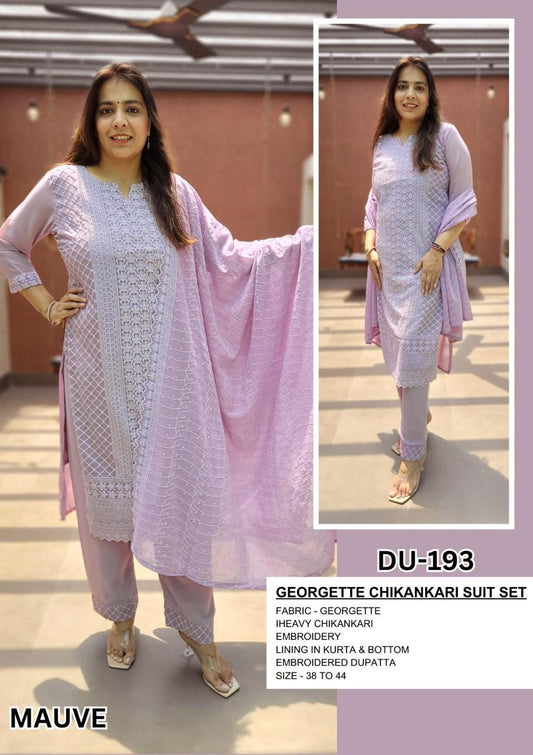 Lavender shade 3 Piece kurta set