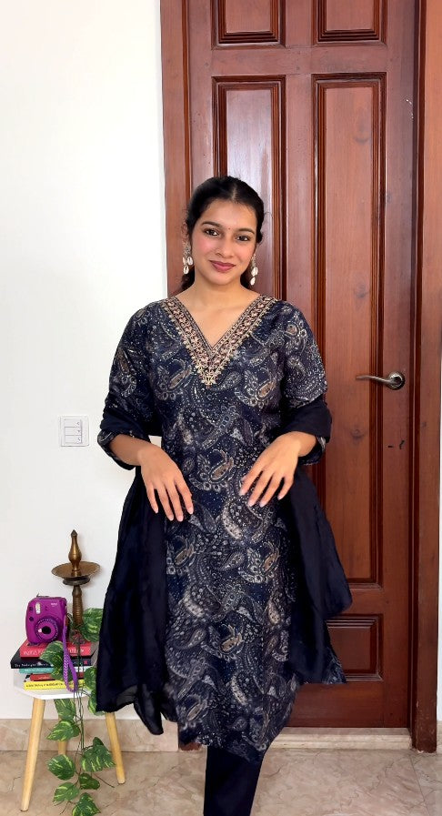 Royal Blue Masleen Kurta set