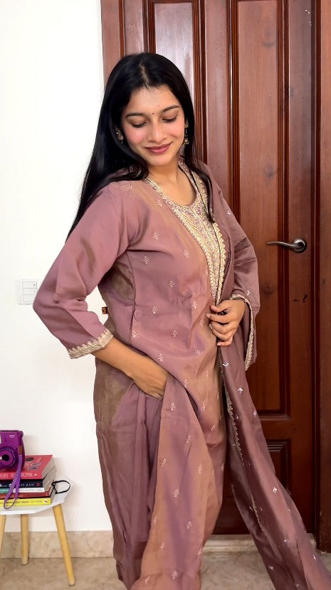 Brown shade 3 piece kurta set