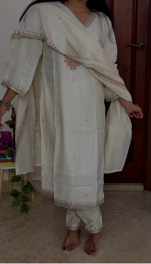 White 3 piece kurta set