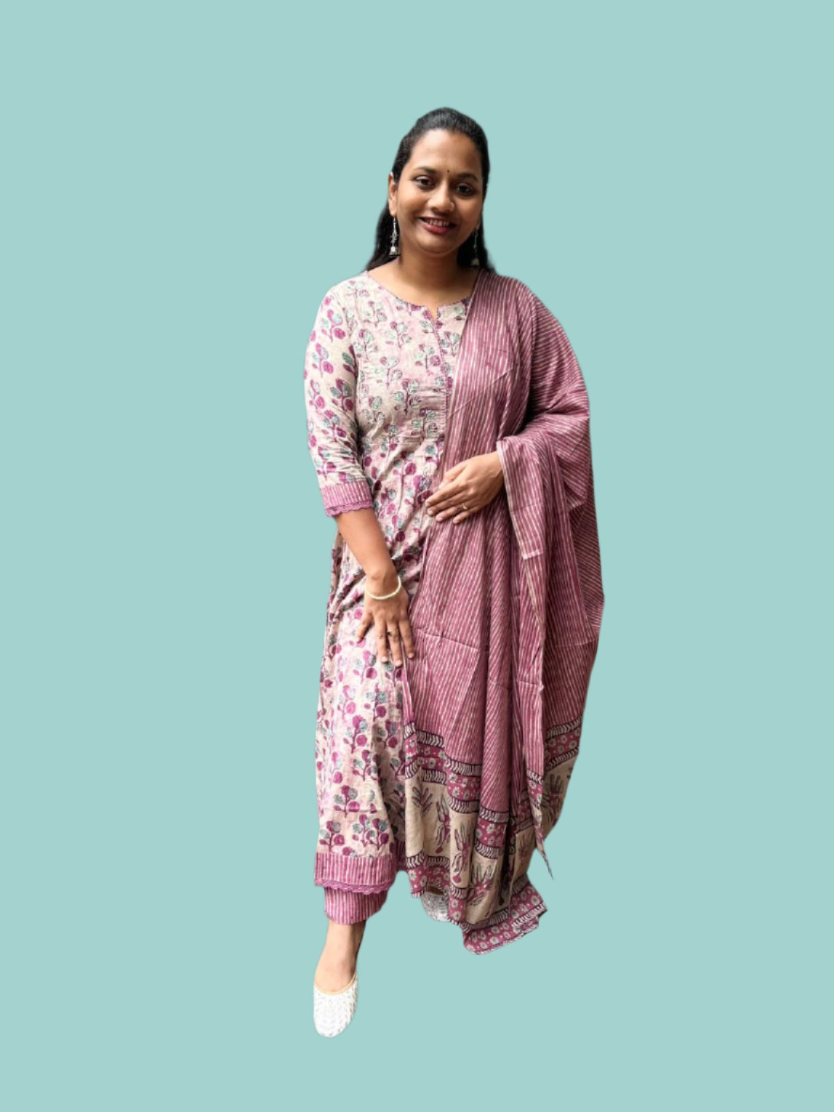 Peach Anarkali suit set