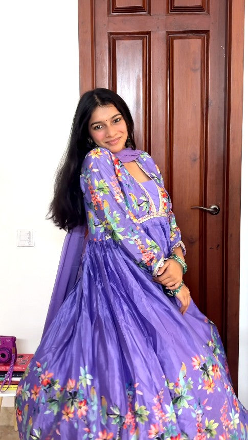 Purple Alia Cut Anarkali Set