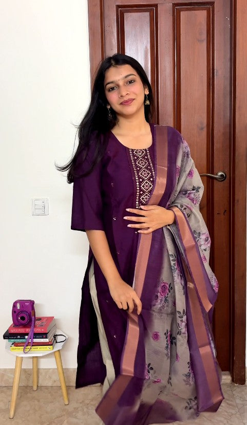 Purple 3 Piece Kurta set