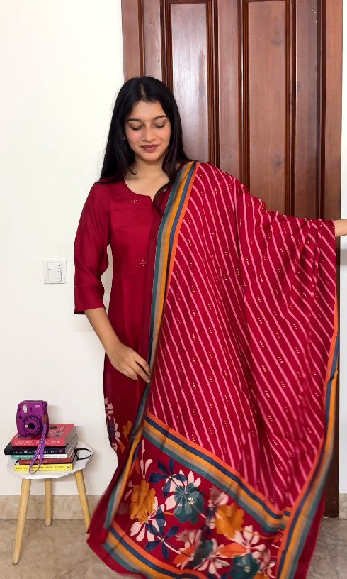 Deep Red 3 Piece Kurta set
