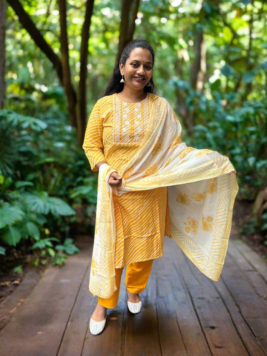 yellow 3-piece kurta set